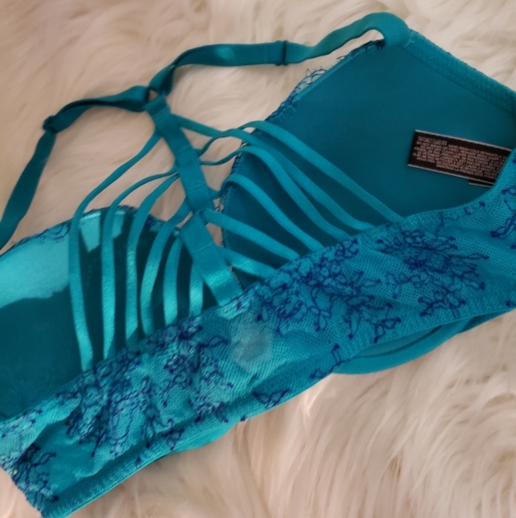 BLUE VICTORIA'S SECRET RAZORBACK BRA 36C - Picture 3 of 4